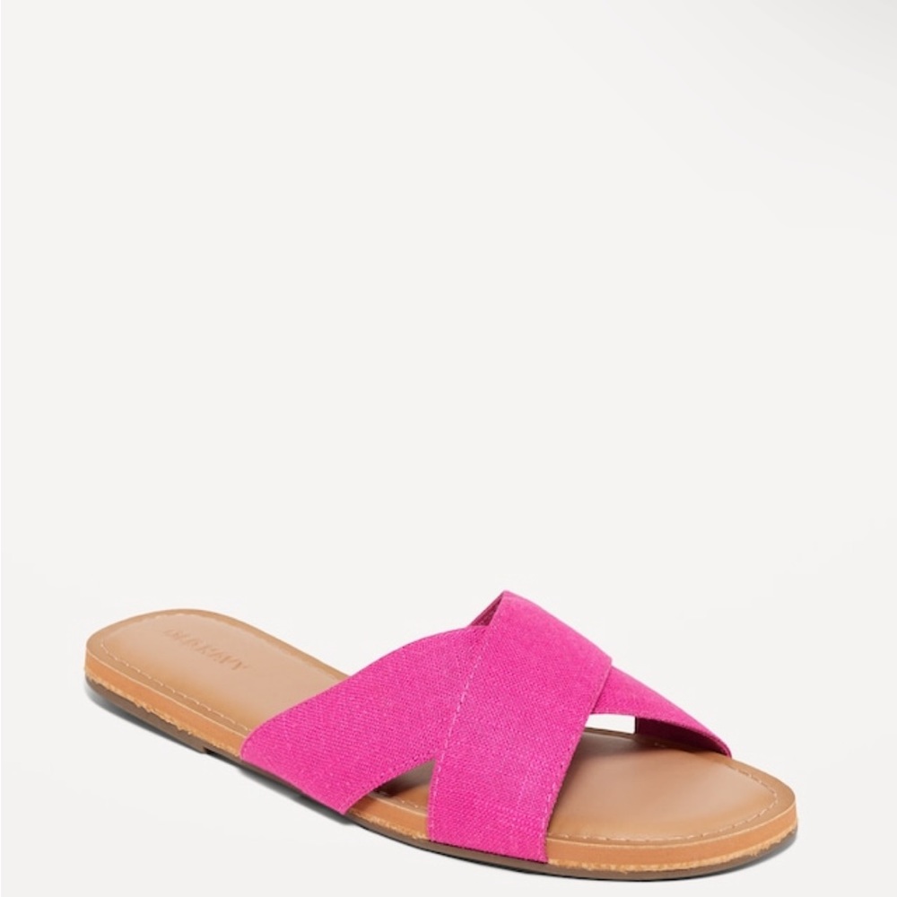 Linen cross strap sandals women size 11